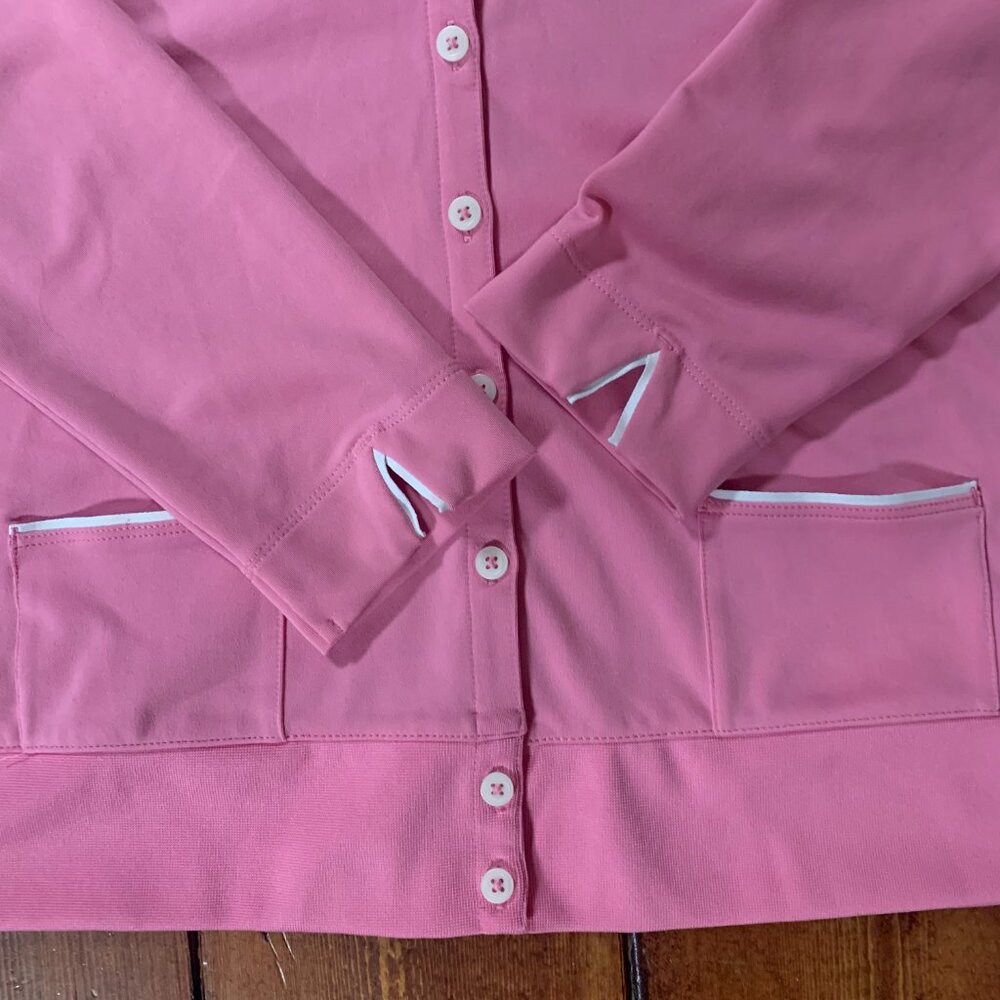 Adidas Golf Climalite Pink Women's Medium Button Front Brushed Cardigan EUC - Picture 7 of 11
